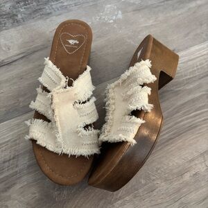 Rocket Dog Cream and Brown Mules